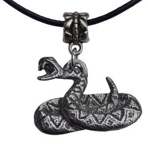 Rattlesnake Necklace on Black Cord 4085